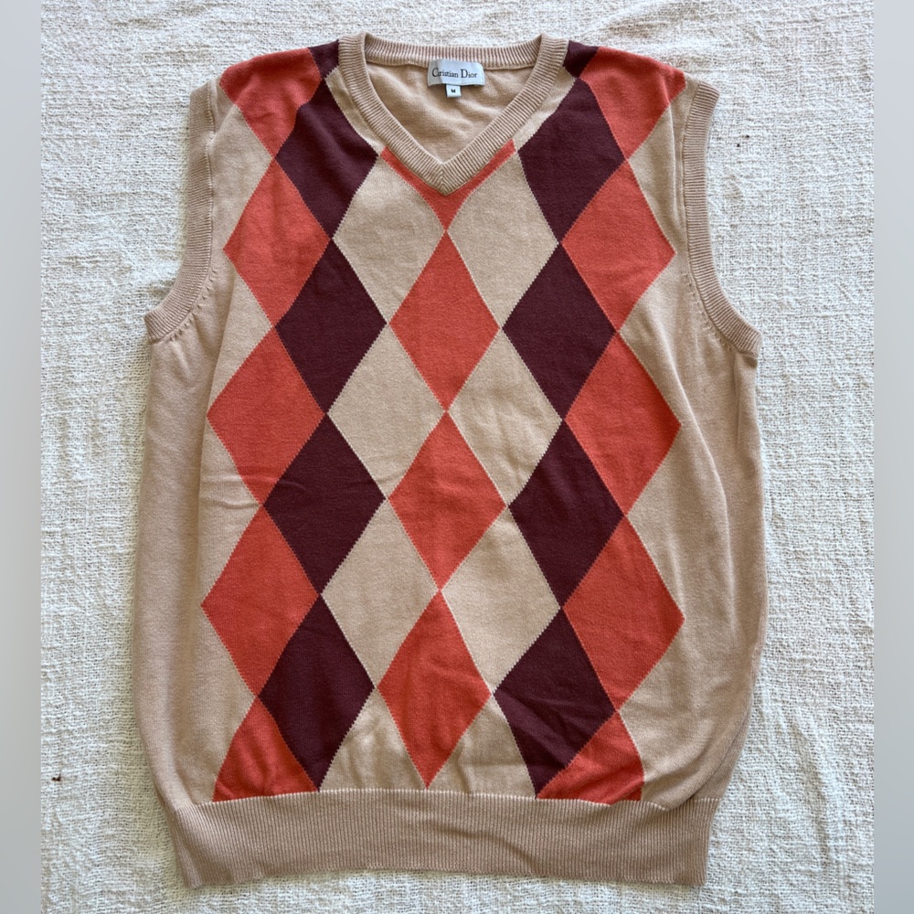 Vintage Christan Dior Argyle Knit Sweater Vest